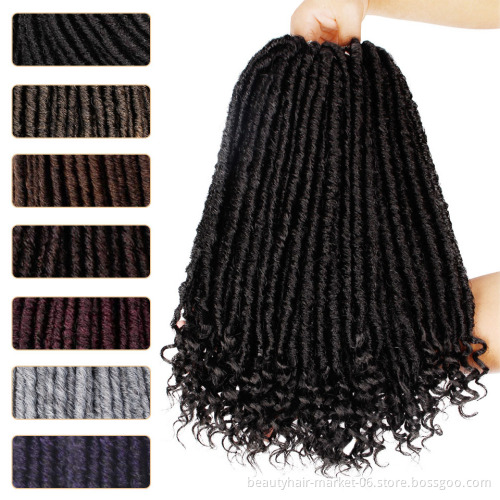 Factory Price Synthetic Ombre Crochet Faux Locs Curly Ends with Needle for Crochet Braid Hair Extensions Goddess faux Locs
